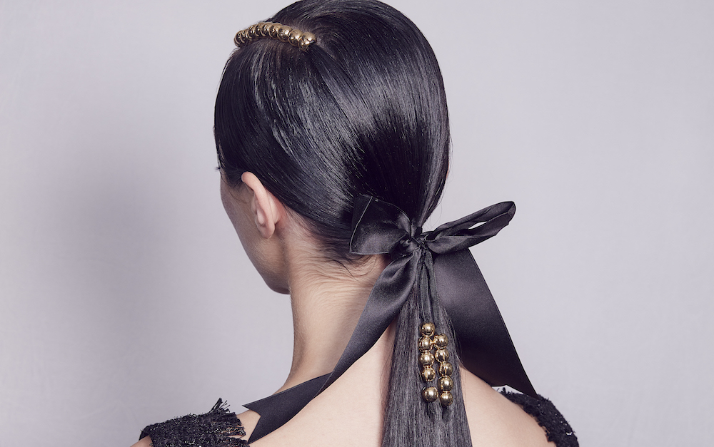 Hair how-to: accessorised sleek ponytail